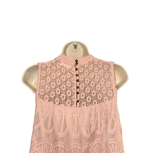Skyler + Jade pink boho swing dress with lace overlay size L - Picture 6 of 6